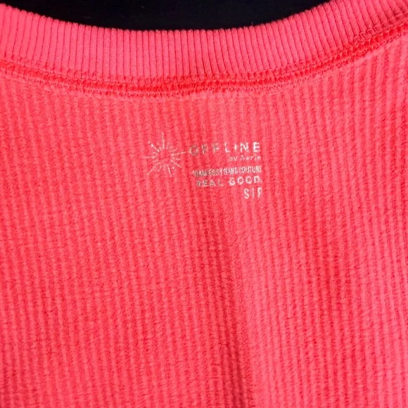 Offline by Aerie Pink Ribbed Crop Top Size Small Athletic Scoop Neck - Picture 4 of 5
